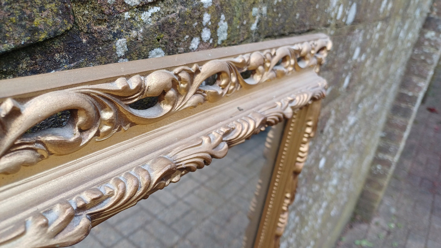 Superb Large Ornate Kitsch Composite Pierced Gold Gilt Wall Mirror.