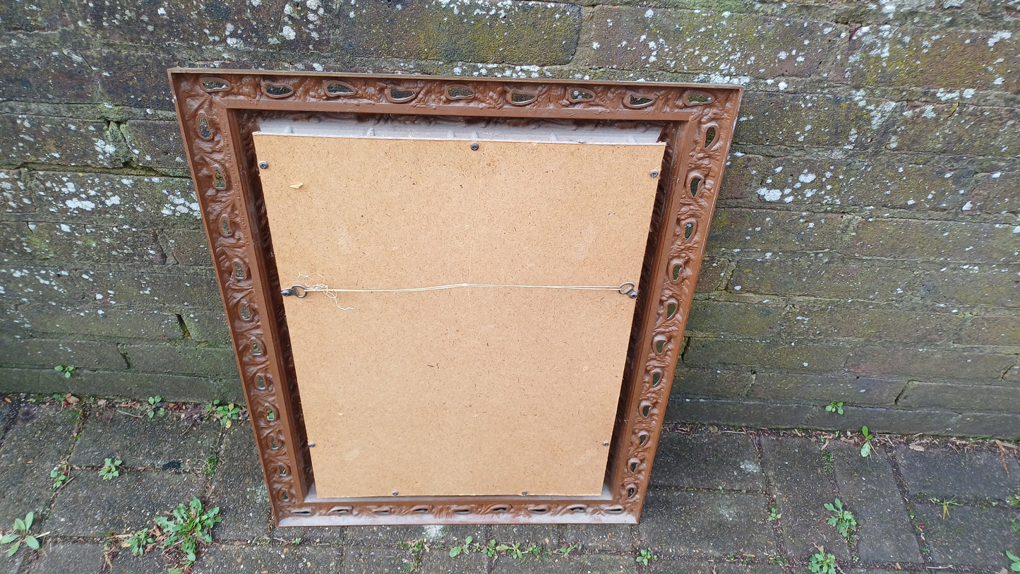 Superb Large Ornate Kitsch Composite Pierced Gold Gilt Wall Mirror.
