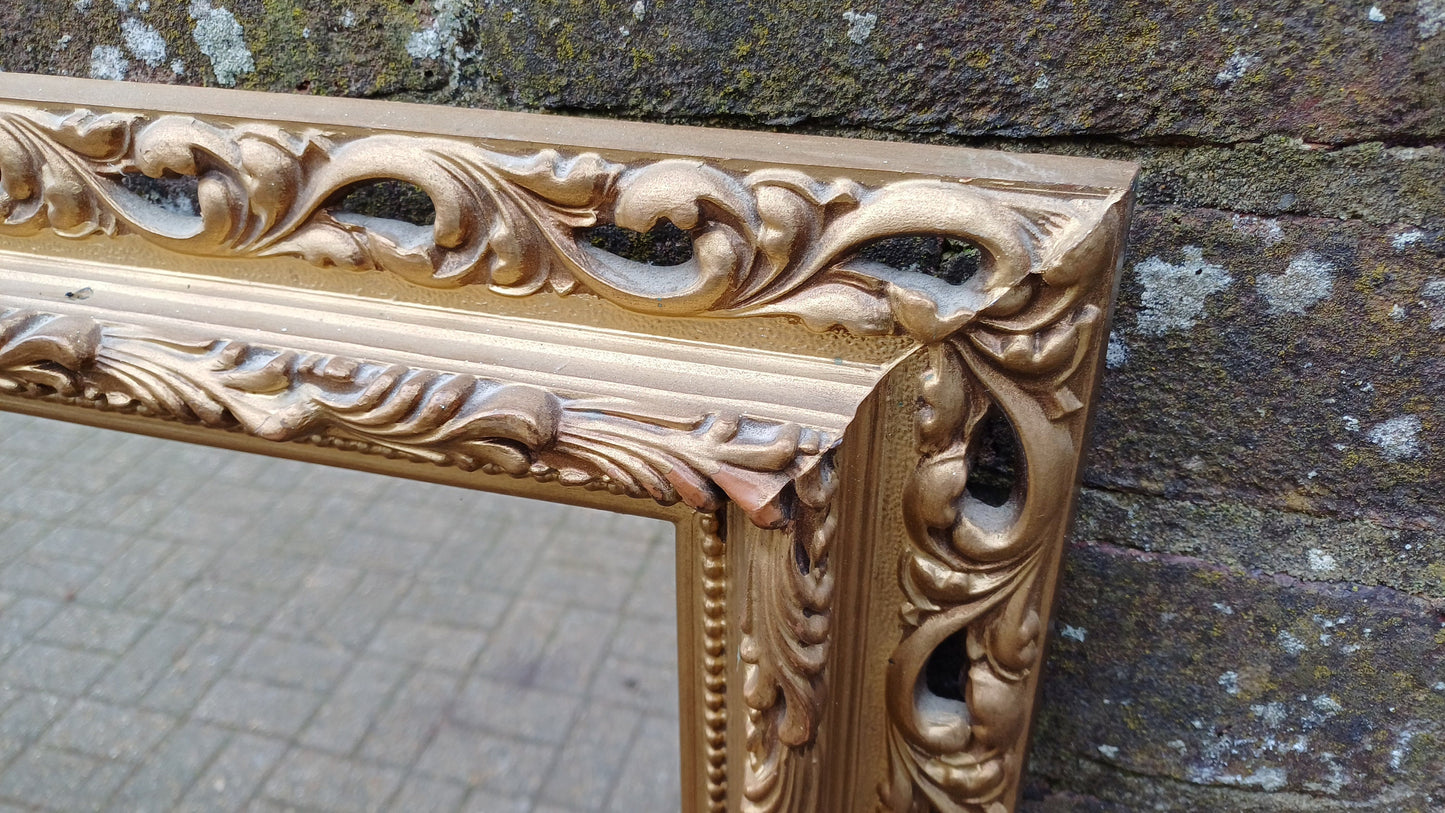 Superb Large Ornate Kitsch Composite Pierced Gold Gilt Wall Mirror.