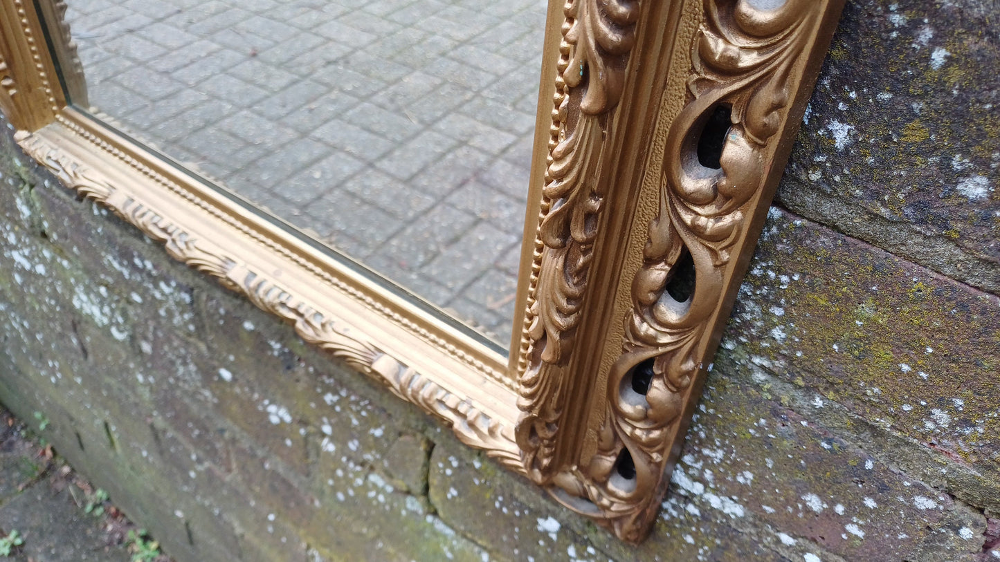 Superb Large Ornate Kitsch Composite Pierced Gold Gilt Wall Mirror.