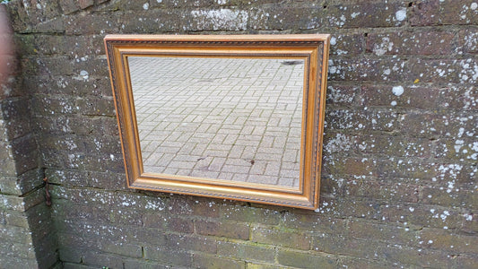 Large Vintage 80’s Gold Distressed Finish Gold Gilt Wall Mirror. 72 x 57 cm
