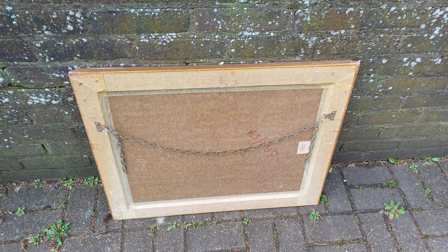 Large Vintage 80’s Gold Distressed Finish Gold Gilt Wall Mirror. 72 x 57 cm