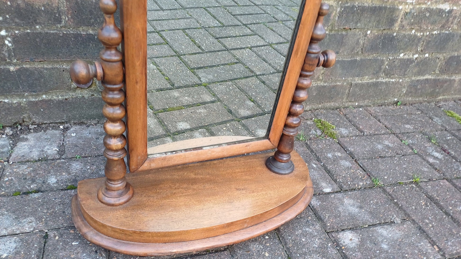 Vintage Victorian Stripped Dressing Table Mirror Swing Mechanism.