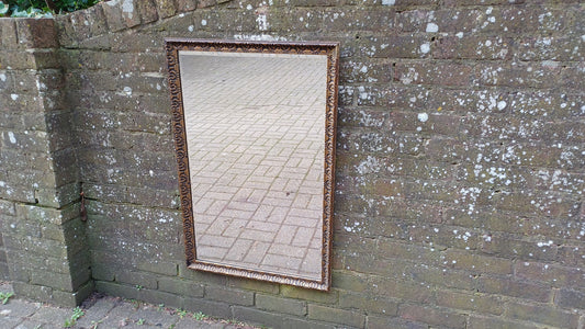 Huge Quality Vintage 60s Gilt Gold Mirror Dark Highlights Superb Heavy Bevelled Glass.90 x 59 cm
