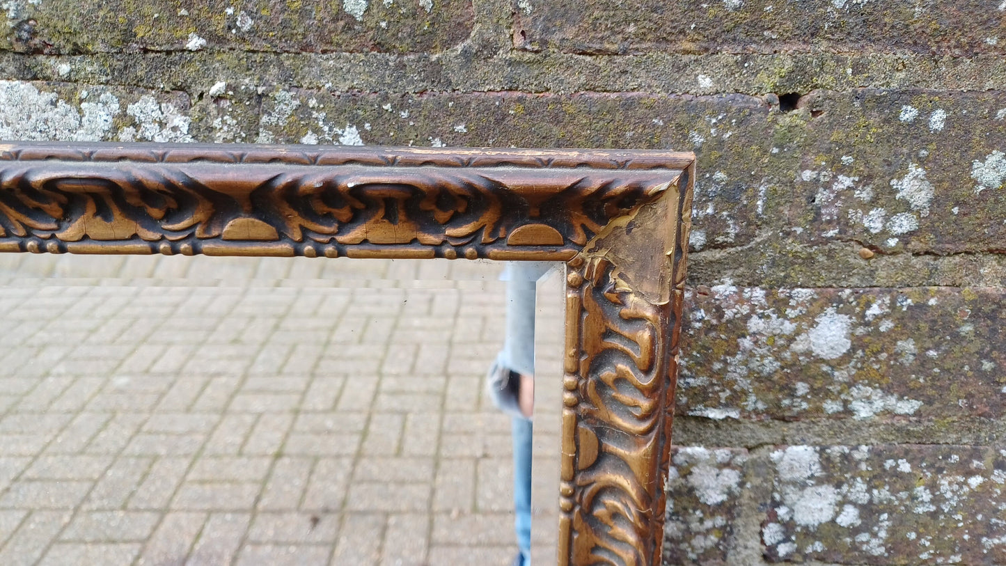 Huge Quality Vintage 60s Gilt Gold Mirror Dark Highlights Superb Heavy Bevelled Glass.90 x 59 cm