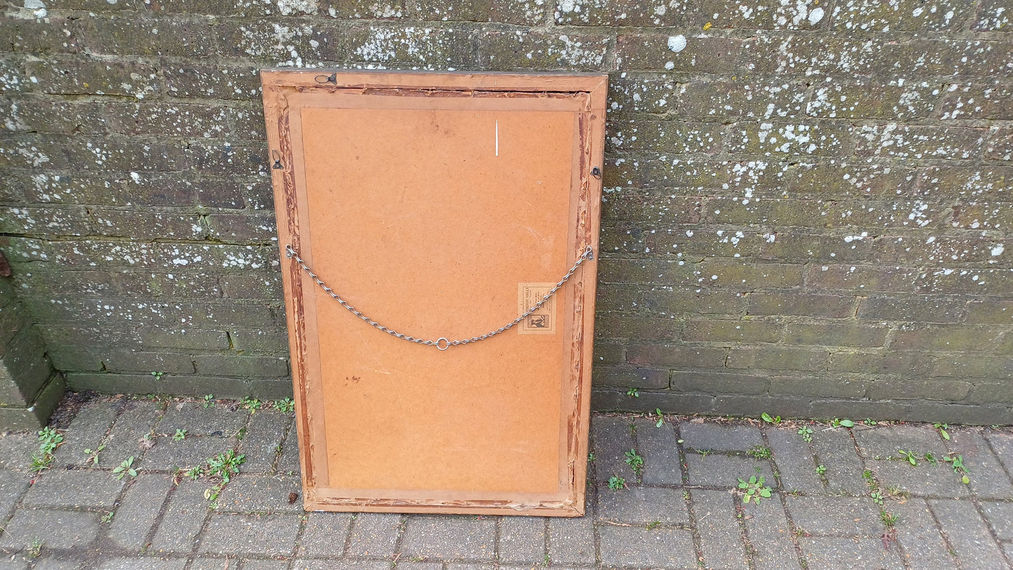 Huge Quality Vintage 60s Gilt Gold Mirror Dark Highlights Superb Heavy Bevelled Glass.90 x 59 cm