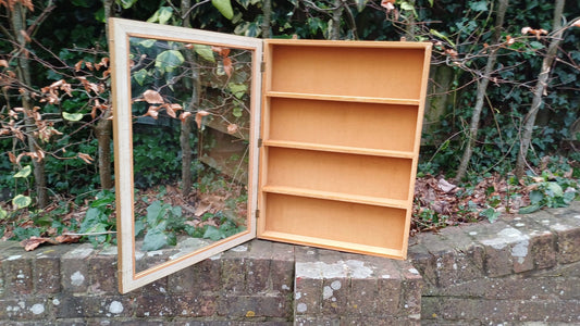 Vintage 70s Collector Jewellery Display Case Cupboard Gold and Velvet