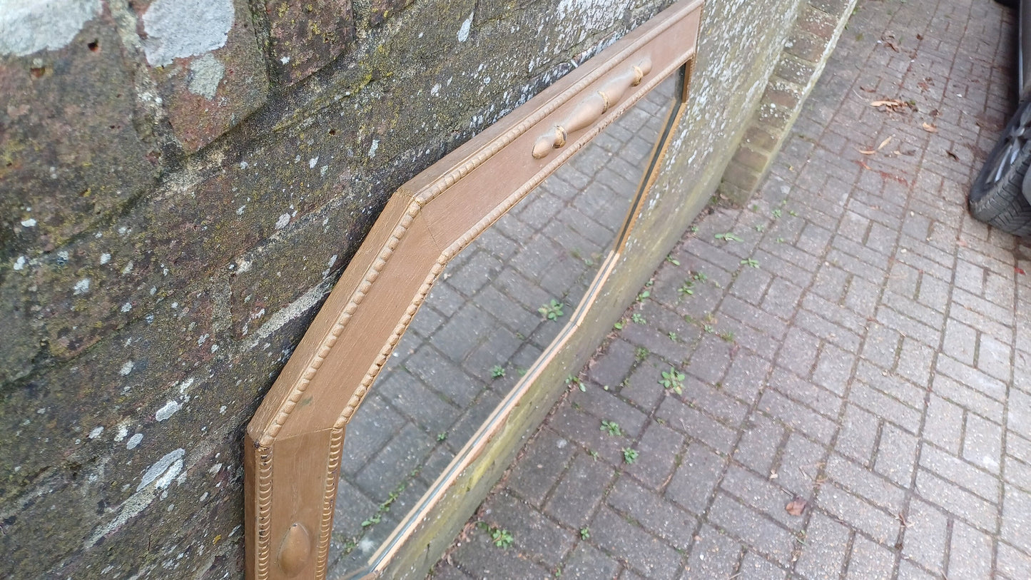 Huge Impressive 1920’s Gold Painted Oak Mirror. 90 x 64 cm