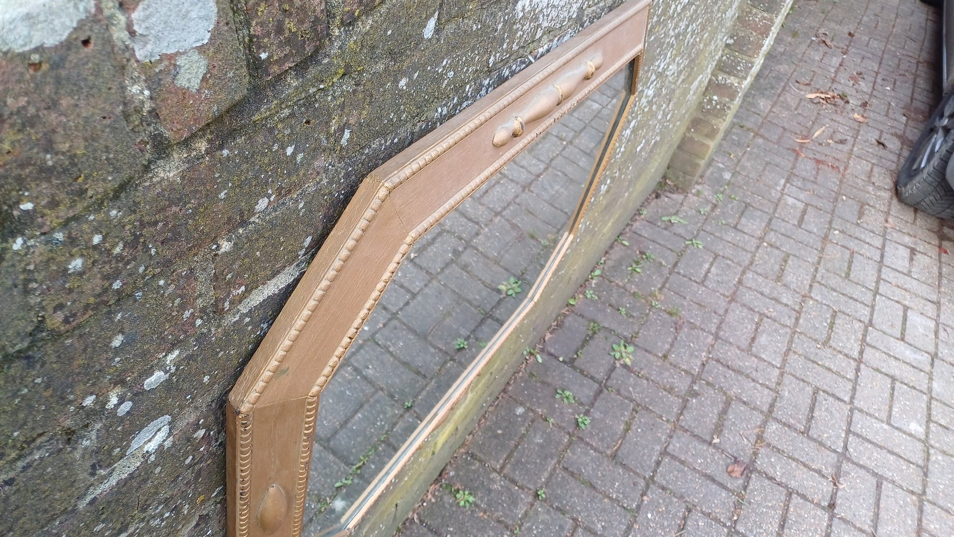 Huge Impressive 1920’s Gold Painted Oak Mirror. 90 x 64 cm