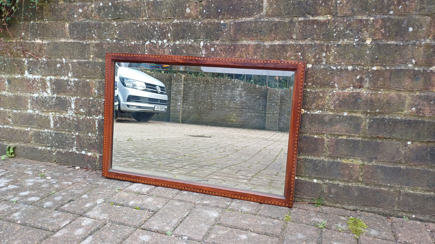 Top Quality Vintage Edwardian Inlaid Mahogany Frame Thick Bevelled Glass