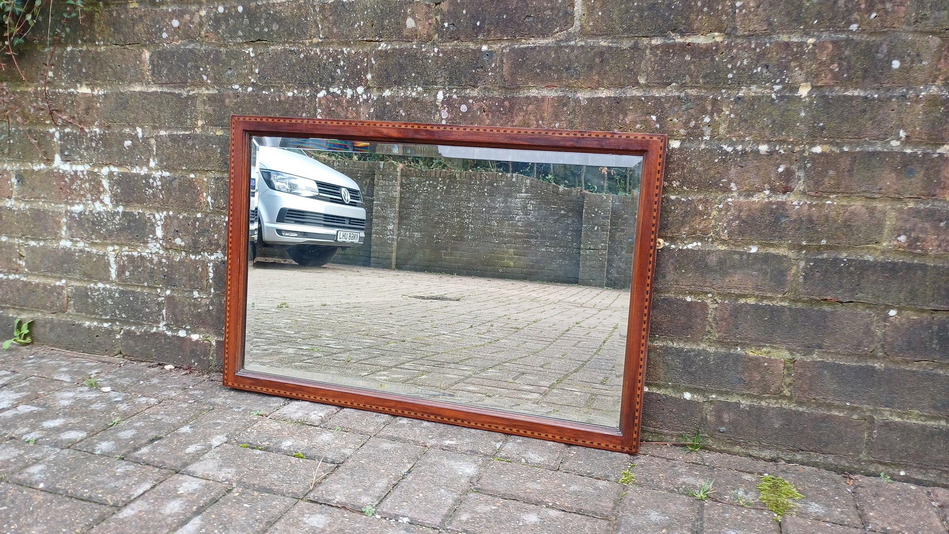 Top Quality Vintage Edwardian Inlaid Mahogany Frame Thick Bevelled Glass
