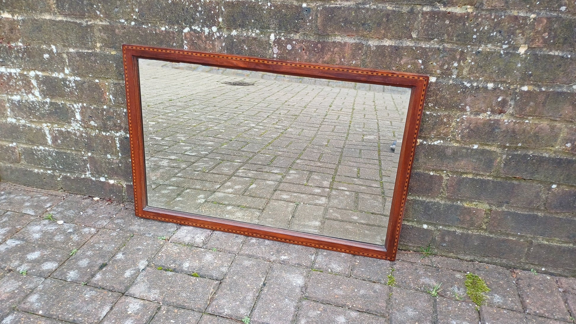 Top Quality Vintage Edwardian Inlaid Mahogany Frame Thick Bevelled Glass