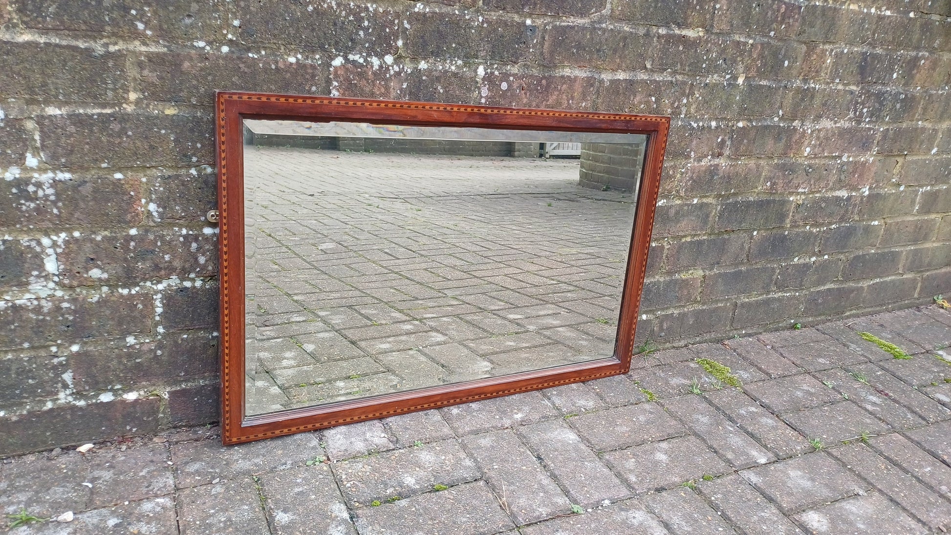 Top Quality Vintage Edwardian Inlaid Mahogany Frame Thick Bevelled Glass