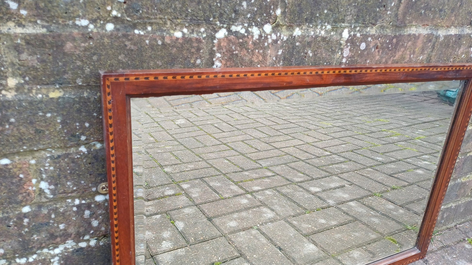 Top Quality Vintage Edwardian Inlaid Mahogany Frame Thick Bevelled Glass