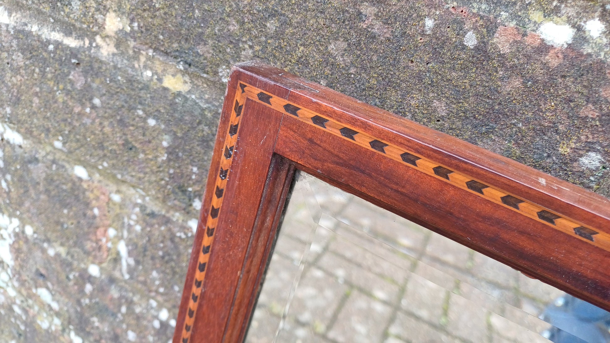 Top Quality Vintage Edwardian Inlaid Mahogany Frame Thick Bevelled Glass