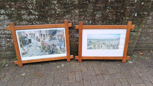 Pair of Huge Solid Oak Oxford Picture Frames and Glass with Terence Cuneo Print ‘The Tragedy of Ulster’