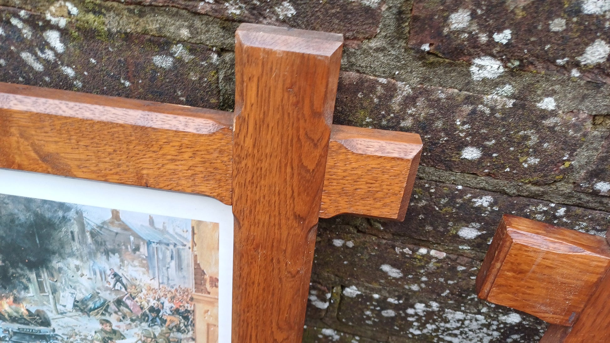 Pair of Huge Solid Oak Oxford Picture Frames and Glass with Terence Cuneo Print ‘The Tragedy of Ulster’