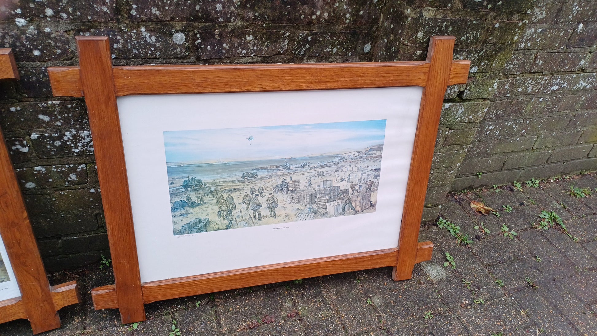 Pair of Huge Solid Oak Oxford Picture Frames and Glass with Terence Cuneo Print ‘The Tragedy of Ulster’