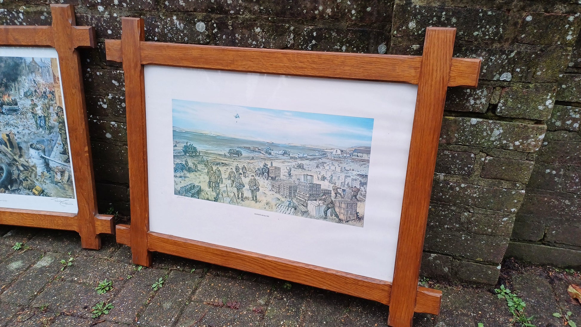 Pair of Huge Solid Oak Oxford Picture Frames and Glass with Terence Cuneo Print ‘The Tragedy of Ulster’