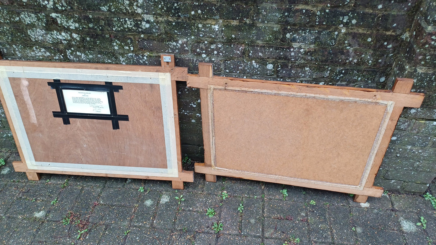 Pair of Huge Solid Oak Oxford Picture Frames and Glass with Terence Cuneo Print ‘The Tragedy of Ulster’