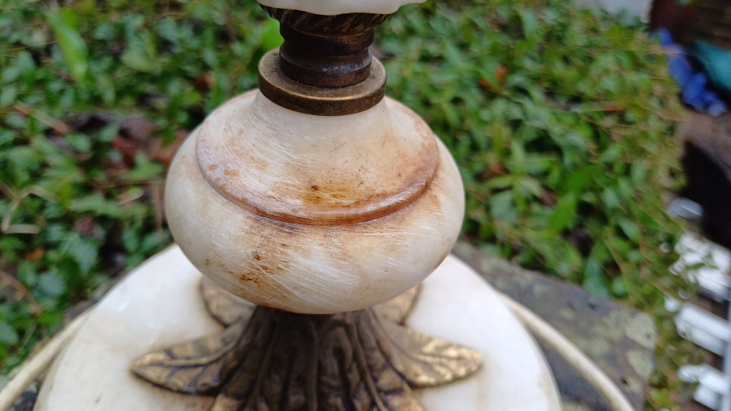 Outstanding and Large Vintage Marble and Brass Decorative Bedside Lamp