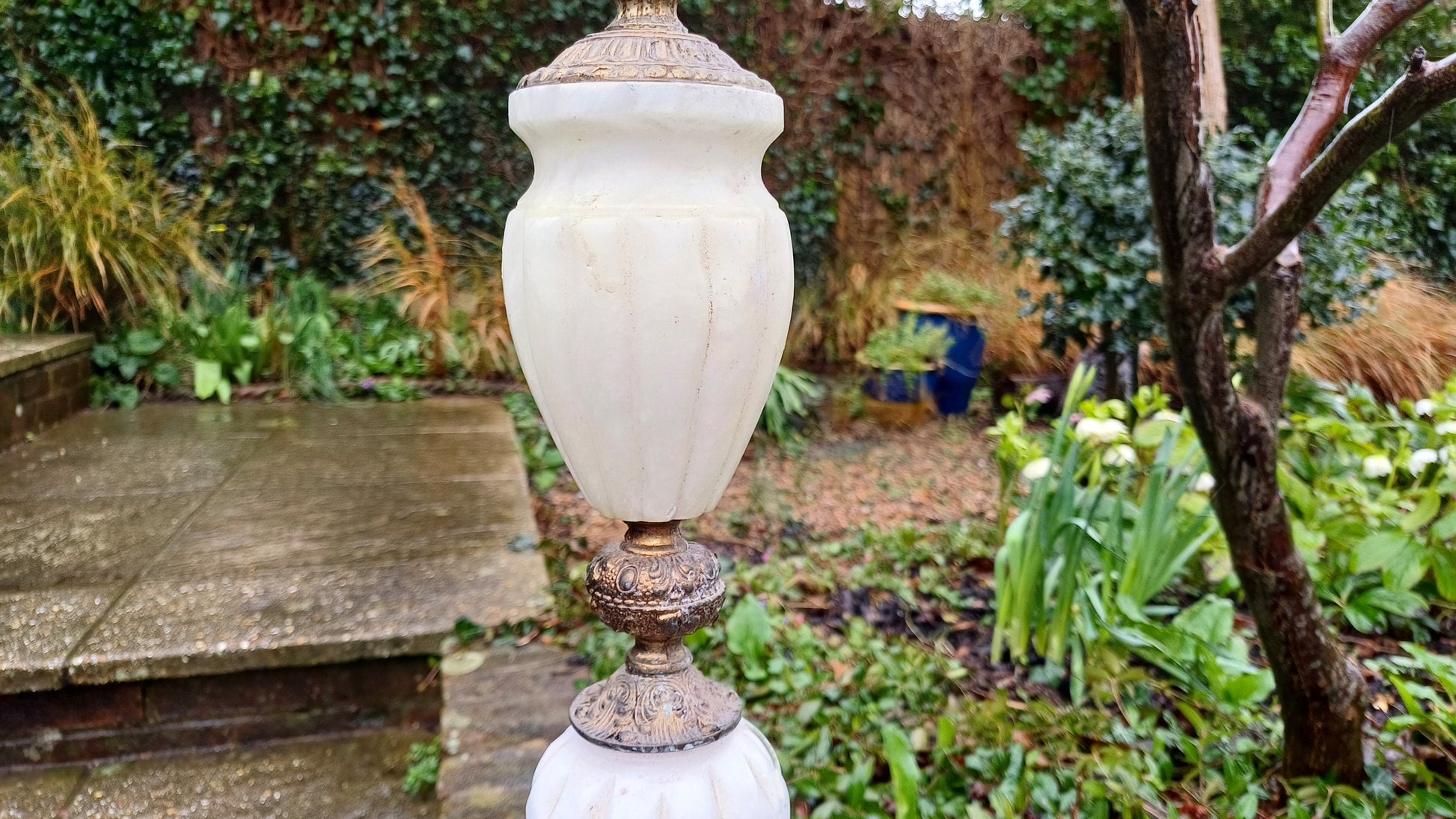 Huge, Sumptuous and Large Vintage Marbe and Gold Decorative Bedside Lamp.