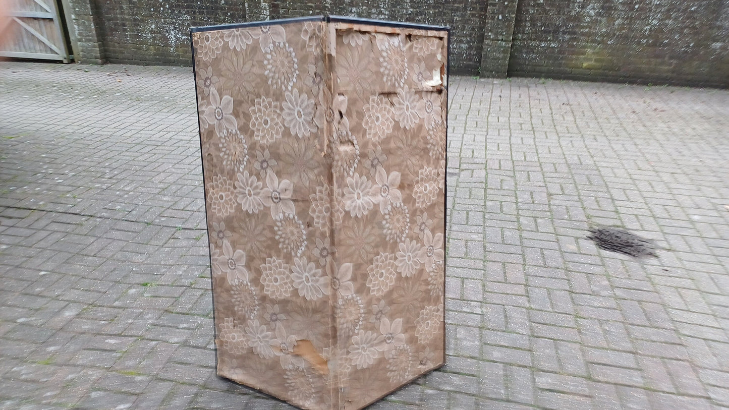Stunning Age Worn Hand Painted Victorian Vintage Folding Screen Stork or Heron.