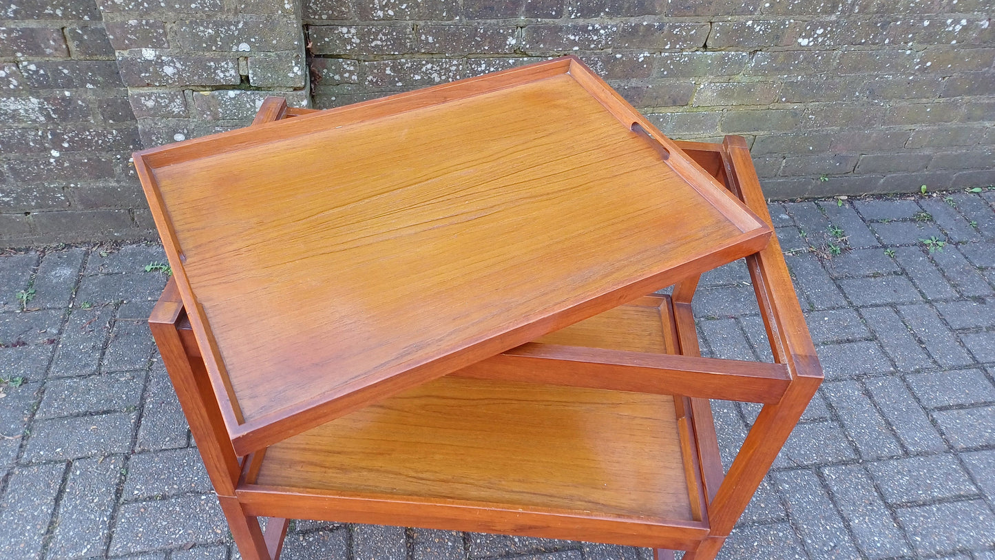 Unusual Vintage Retro Teak Trolley Splits in Two To Make Coffee Tables White and Newton Limited Portsmouth