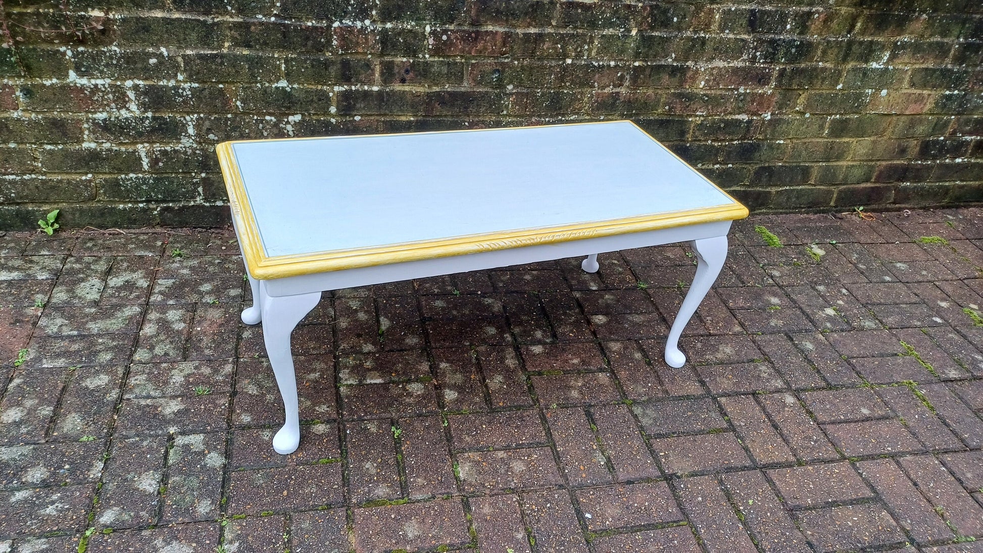Vintage Painted Glass Top Coffee Table in Farrow and Ball Wimborne White