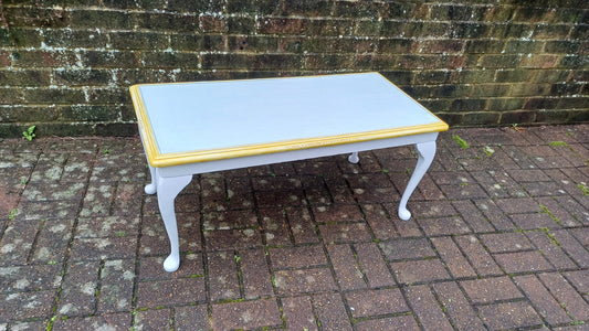 Vintage Painted Glass Top Coffee Table in Farrow and Ball Wimborne White