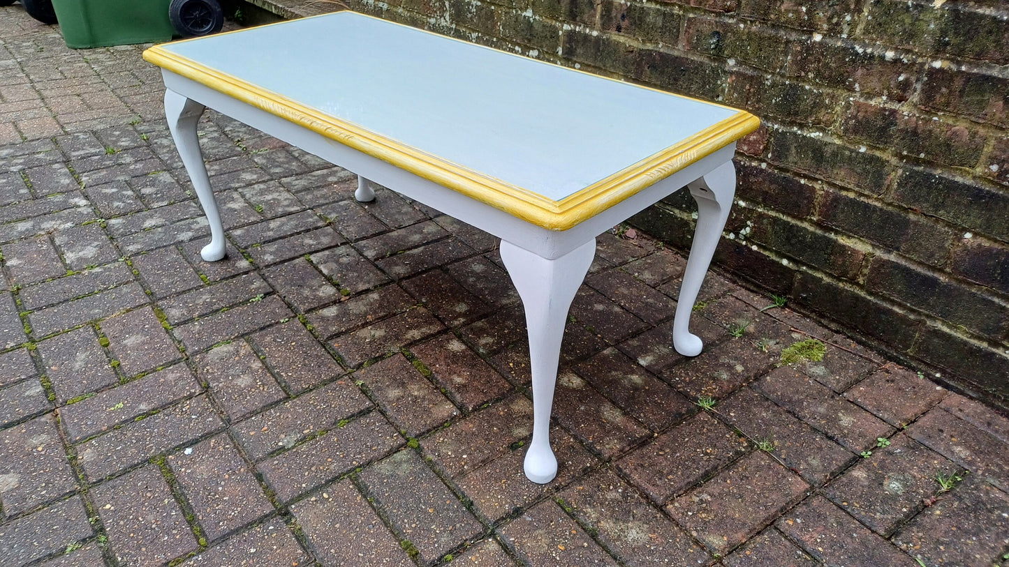 Vintage Painted Glass Top Coffee Table in Farrow and Ball Wimborne White