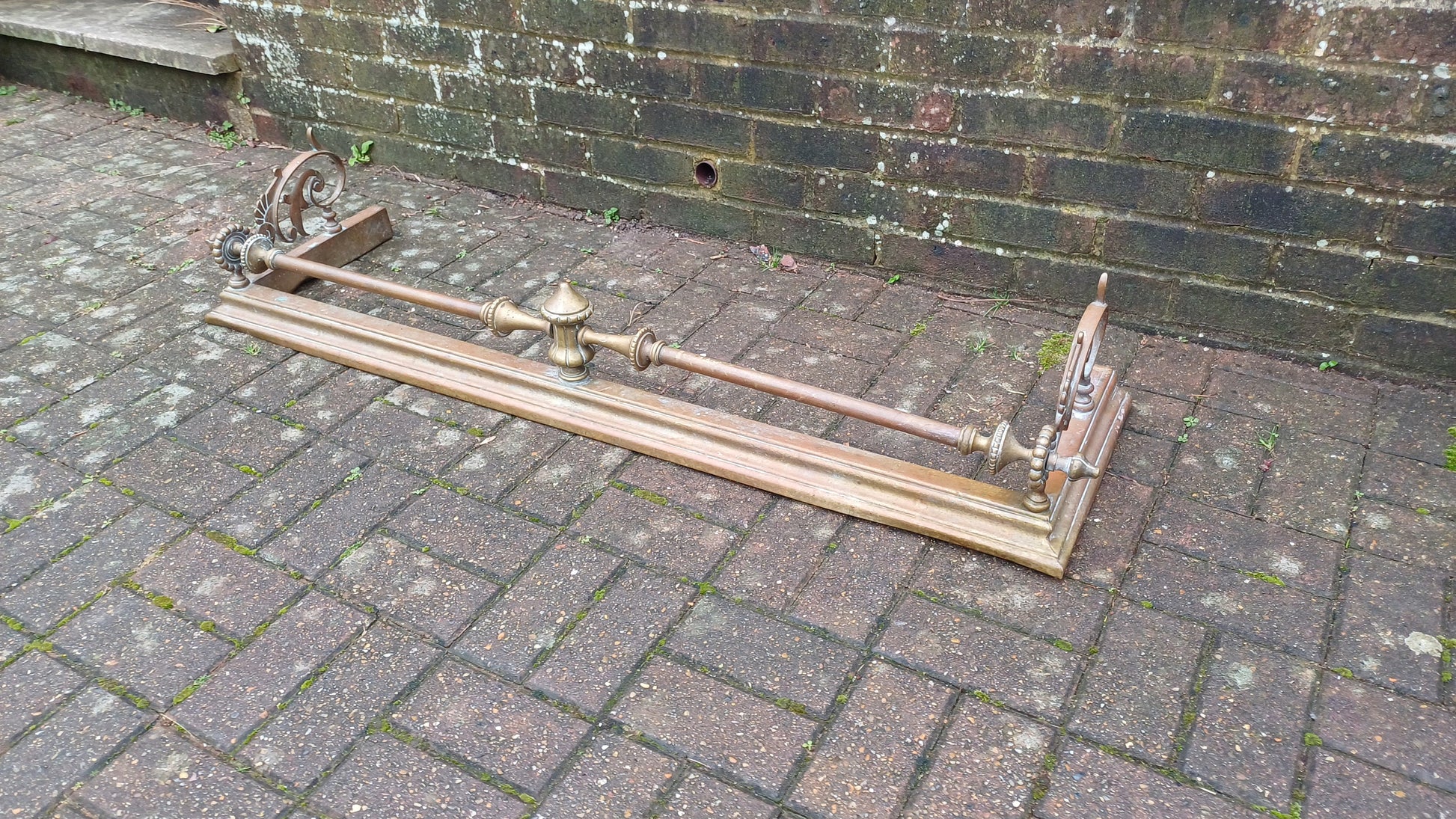 Impressive Large Vintage Victorian Brass Fender Fireplace