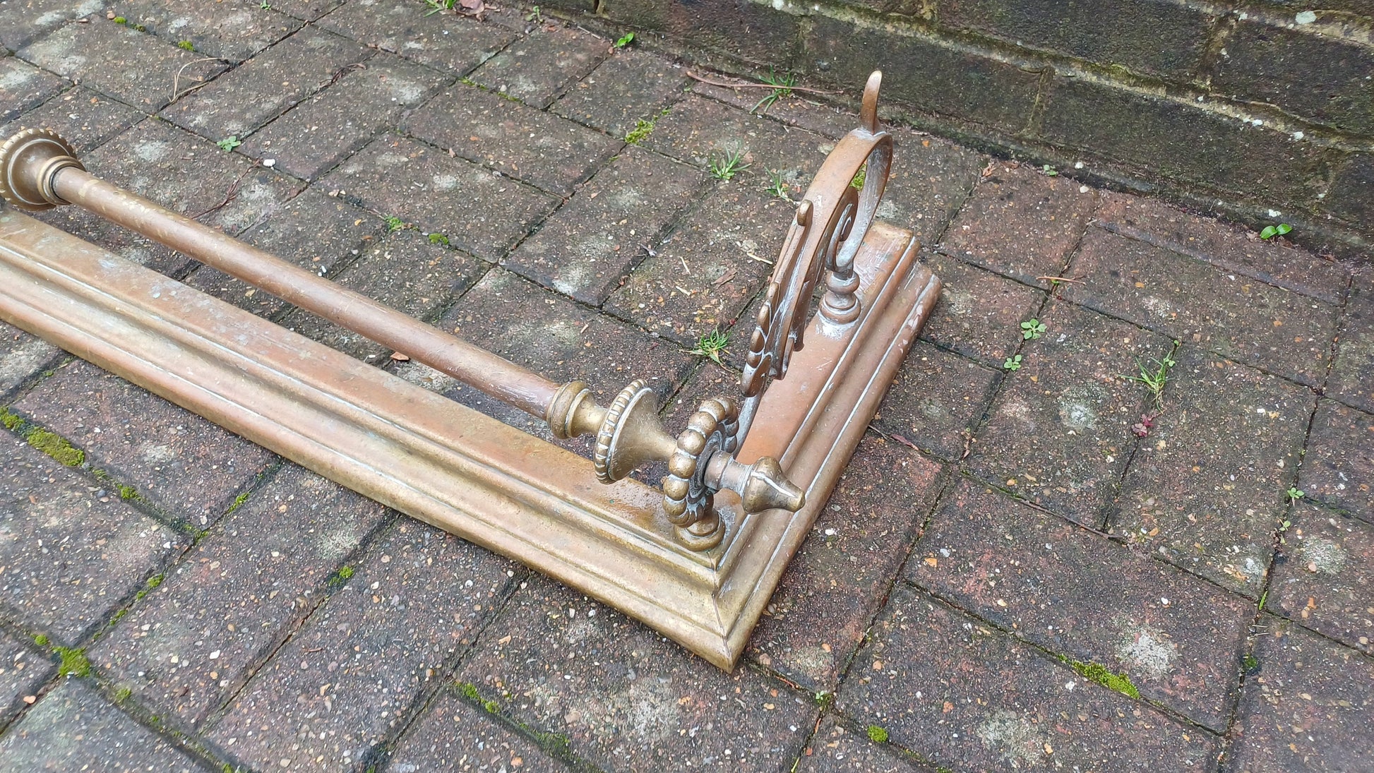 Impressive Large Vintage Victorian Brass Fender Fireplace