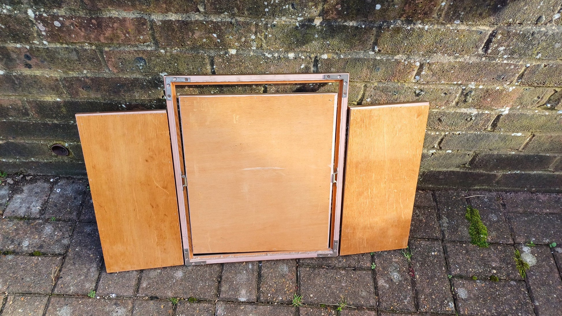 Vintage 70s Gold Gilt Triple Dressing Table Mirror Adjustable
