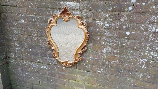 Large Super Gold 70s Vintage Ornate Gold Decorative Wall Mirror