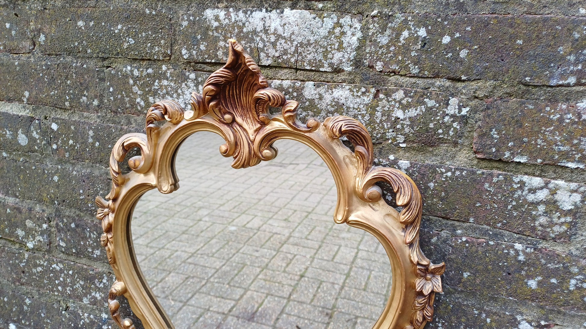 Large Super Gold 70s Vintage Ornate Gold Decorative Wall Mirror