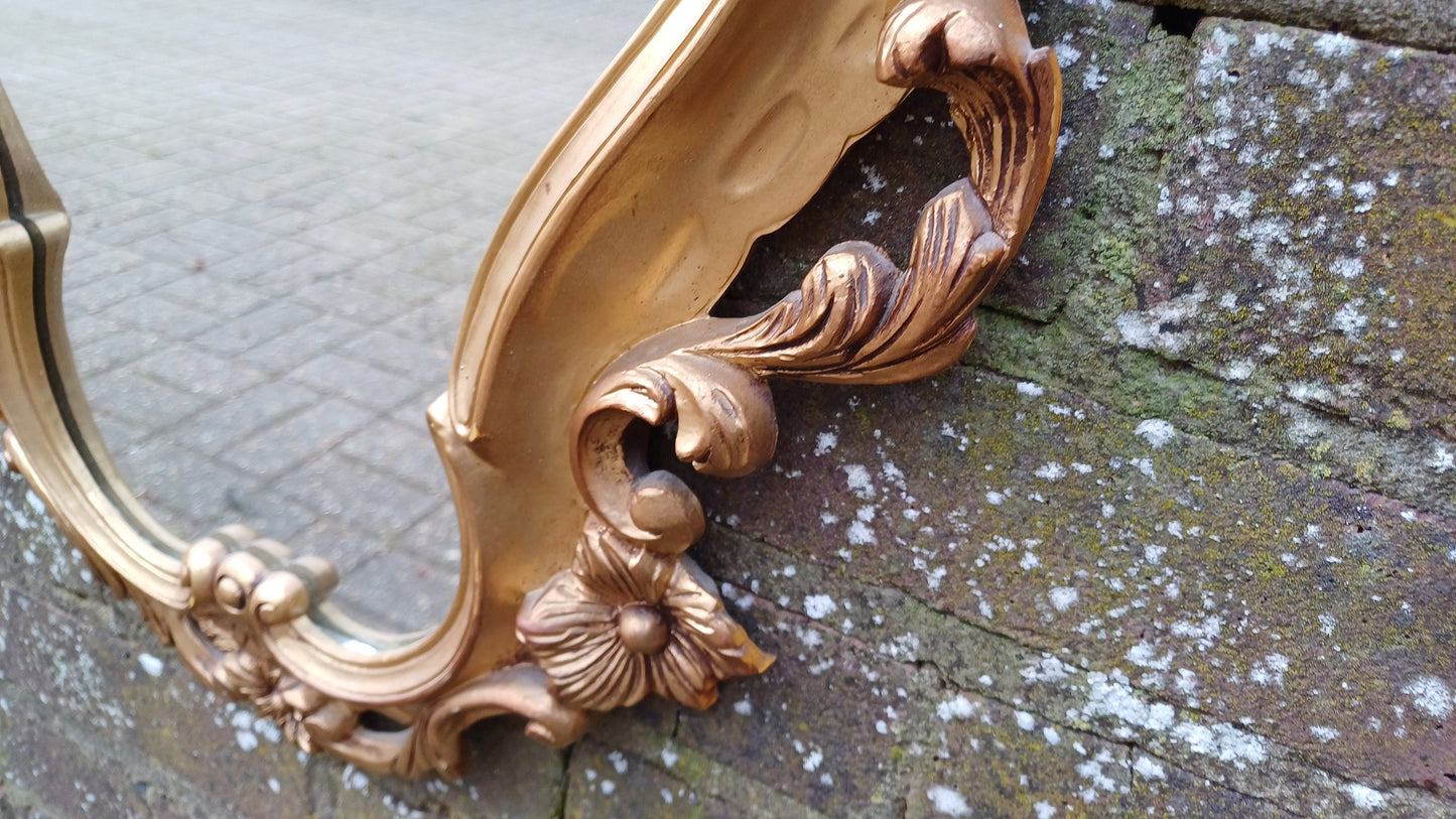Large Super Gold 70s Vintage Ornate Gold Decorative Wall Mirror