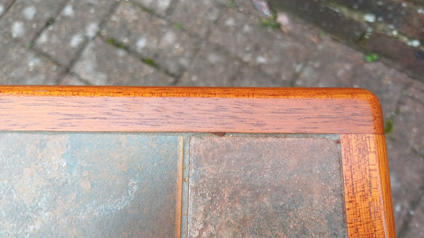 Superb Retro Mahogany Coffee Side Table Stoneware Tile Top Near Mint Condition Square.