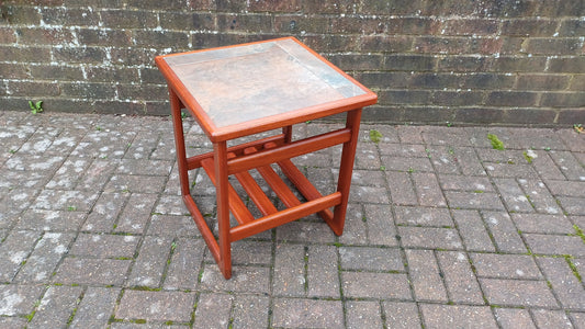 Superb Retro Mahogany Coffee Side Table Stoneware Tile Top Near Mint Condition Square.