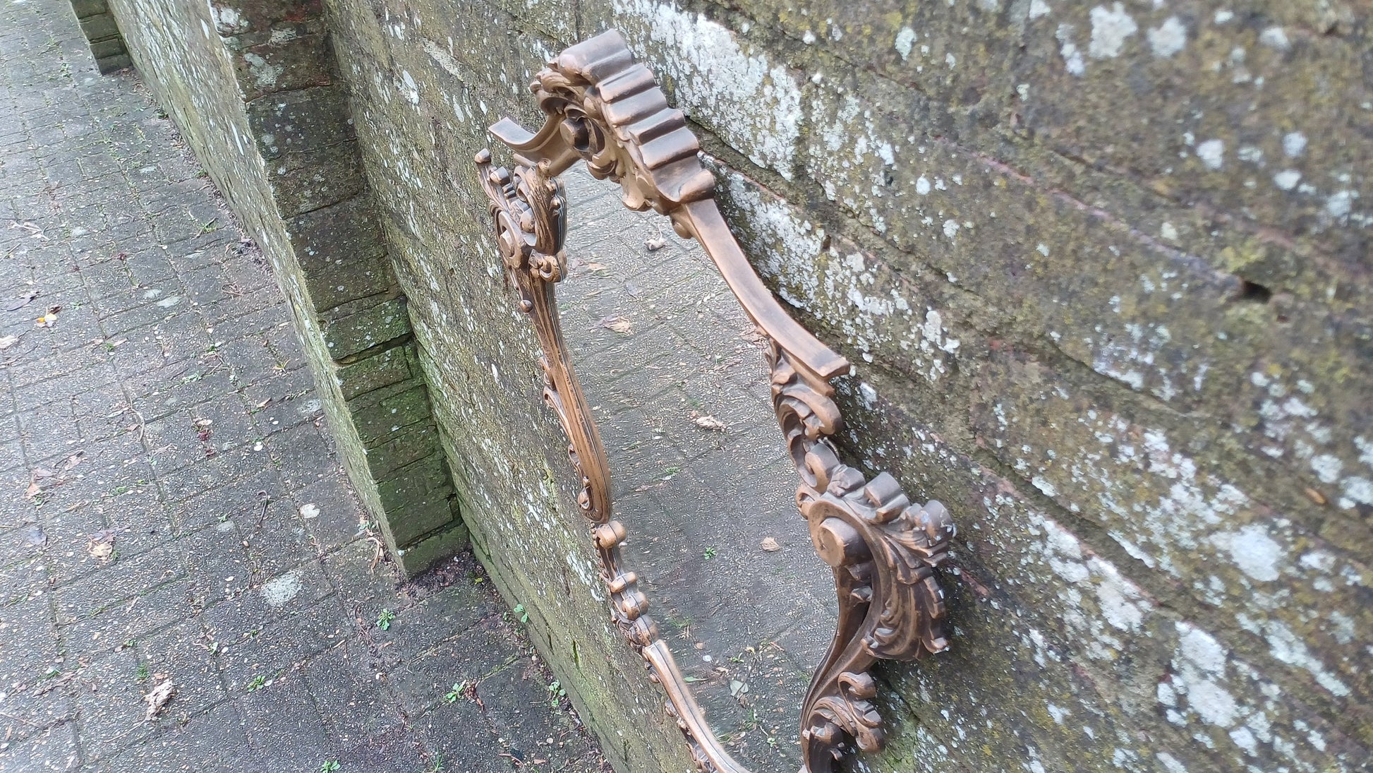 Stunning Gold 80s Vintage Ornate Gold Decorative Wall Mirror Cherub and Floral Decoration.