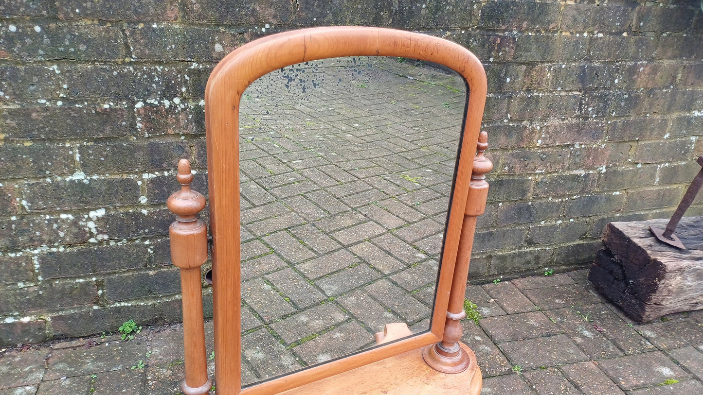 Large Imposing Victorian Vintage Dressing Table Pine Swing Mirror.