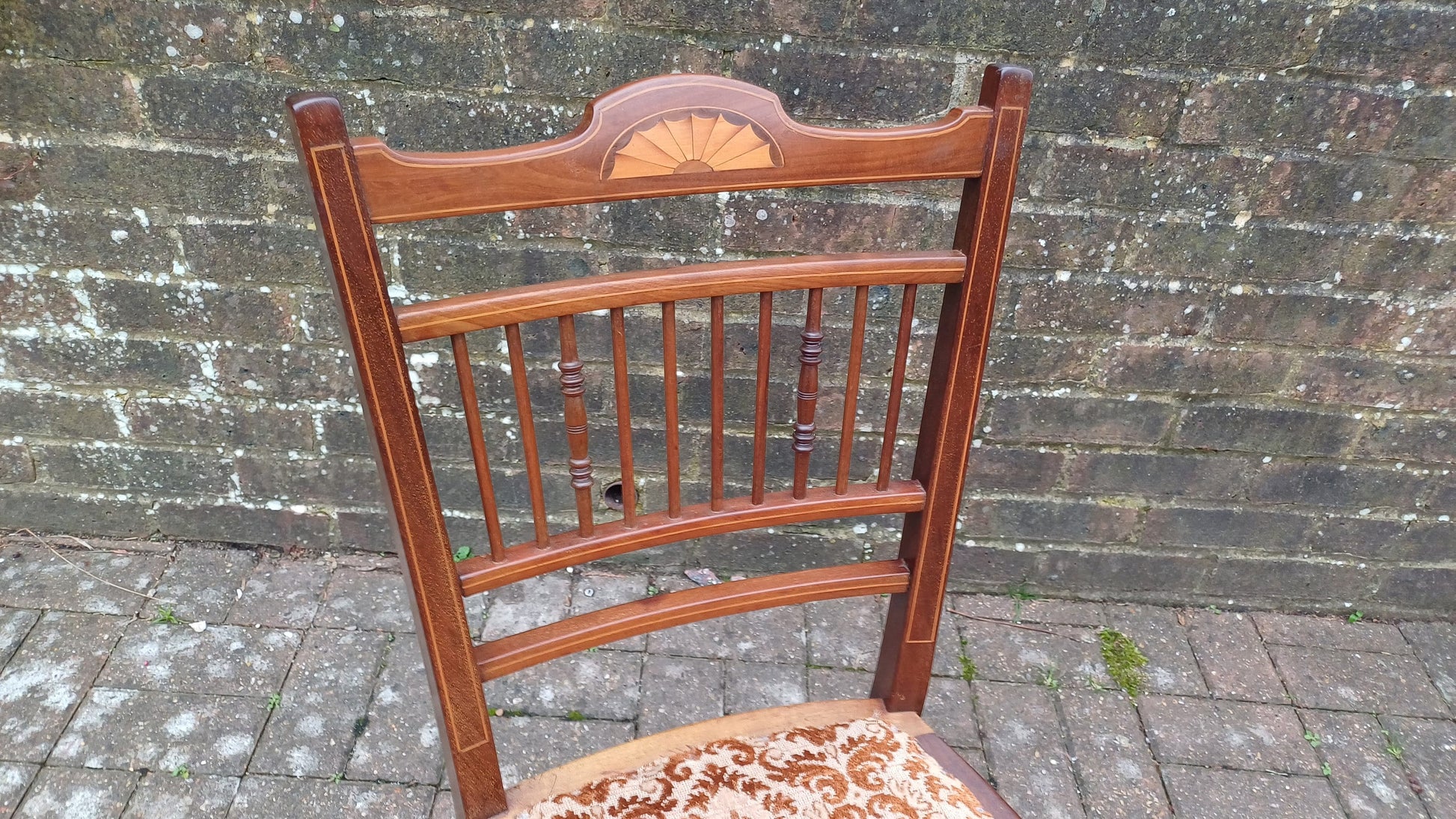 Beautifully Restored Upholstered Inlaid Mahogany Occasional Chair.