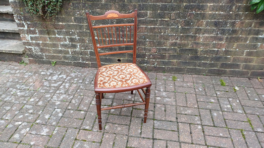 Beautifully Restored Upholstered Inlaid Mahogany Occasional Chair.