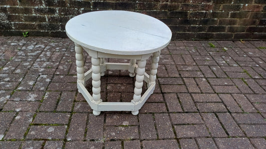 Vintage Solid Hardwood Painted Shabby Chic Coffee Table Bobbin Legs Distressed Finish
