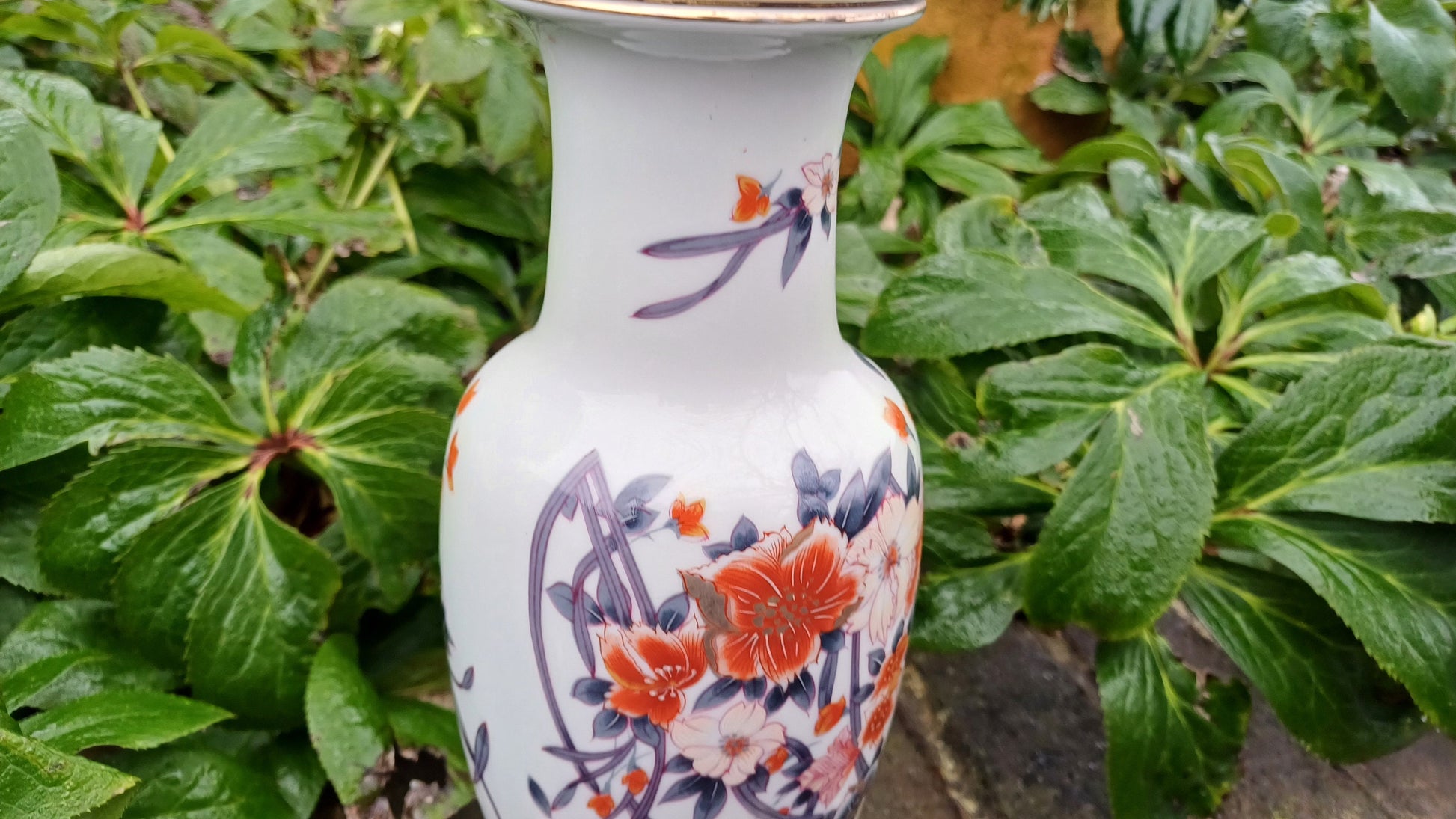Large Oriental Style Table Lamp Red Blue and God Working and VGC