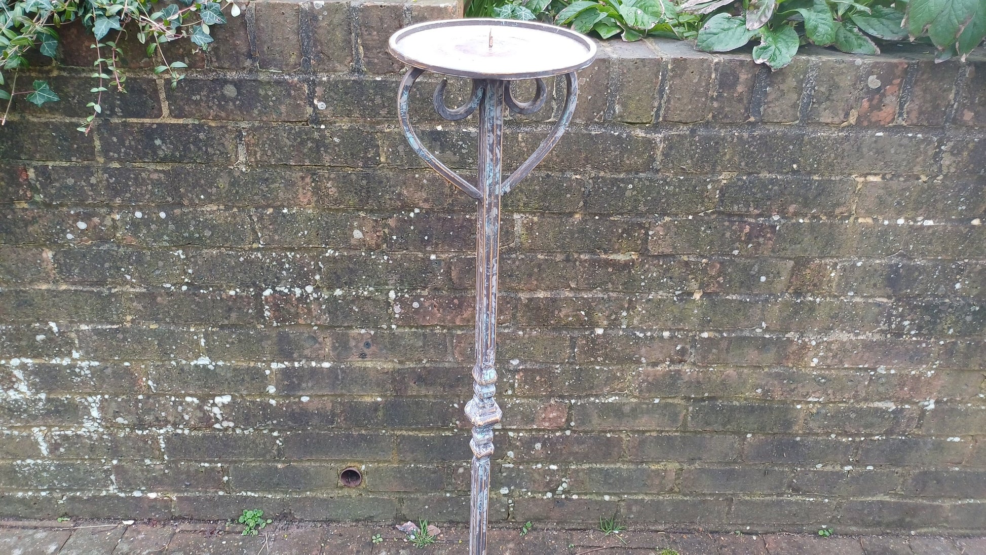 Huge Vintage Painted Iron Torchere Candlestick Tall Stand Bespoke Painted.