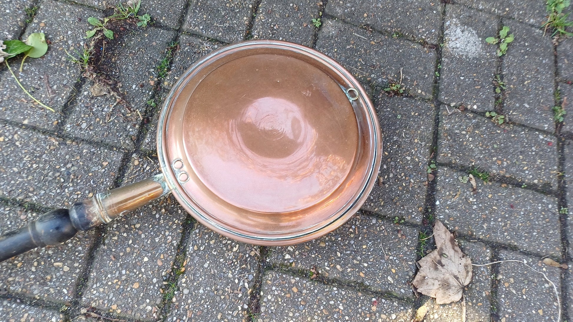 Large Vintage Copper Chestnut Roaster Fireplace Decoration Warming Pan