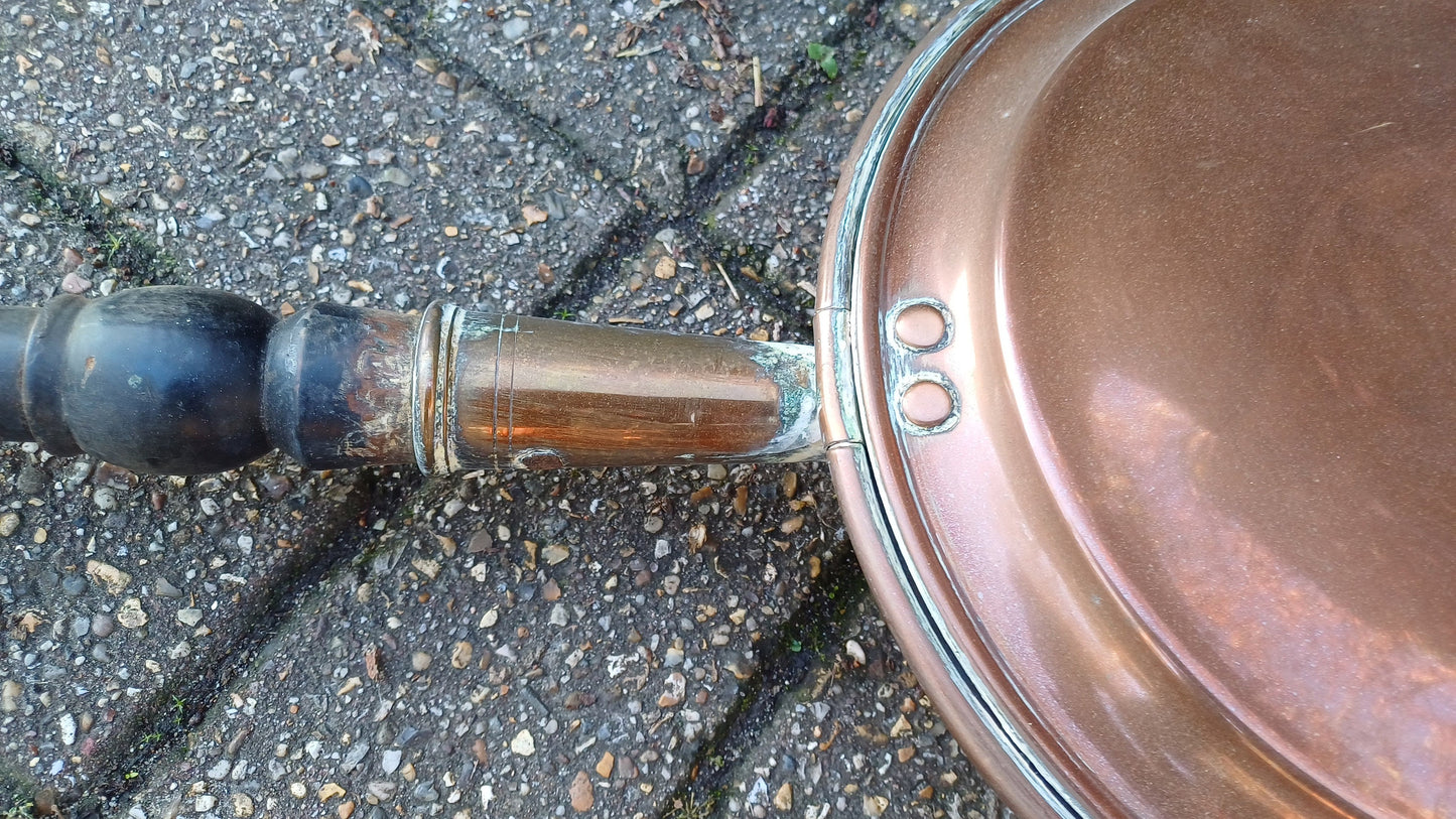 Large Vintage Copper Chestnut Roaster Fireplace Decoration Warming Pan