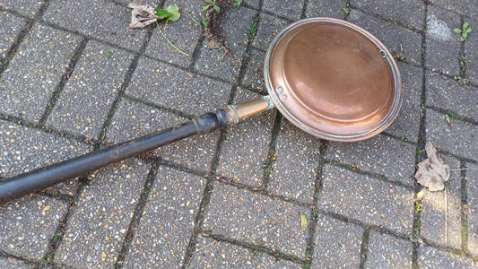 Large Vintage Copper Chestnut Roaster Fireplace Decoration Warming Pan