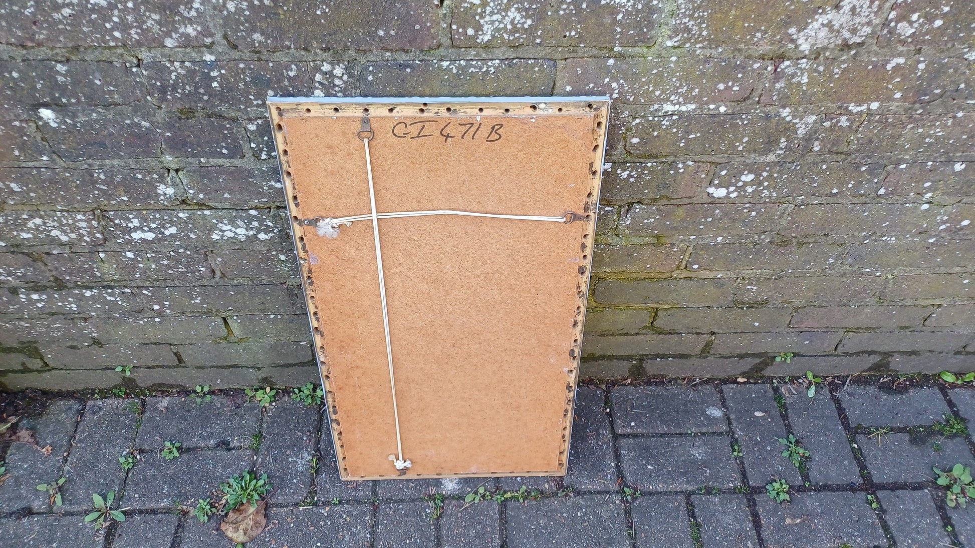 Vintage Hand Painted Retro Grey and Gold Wall Mirror Unique Bespoke Bevelled, Hangs Either Way